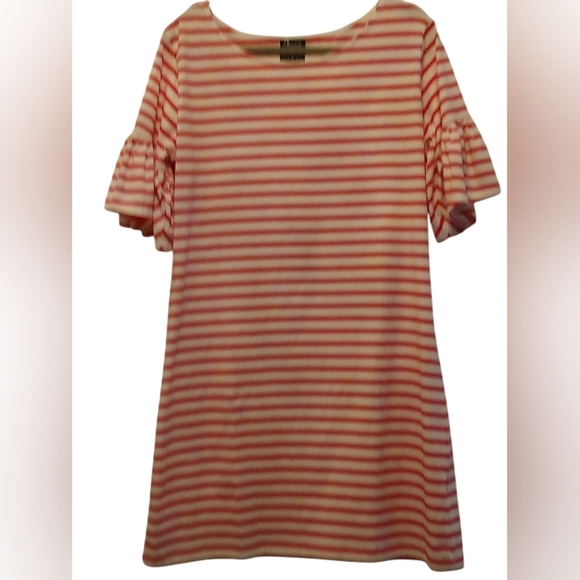 Ann Lane - NWT, Red & White Stripes, A - Line Dress W/ Ruffles On Short Sleeves - Picture 7 of 11